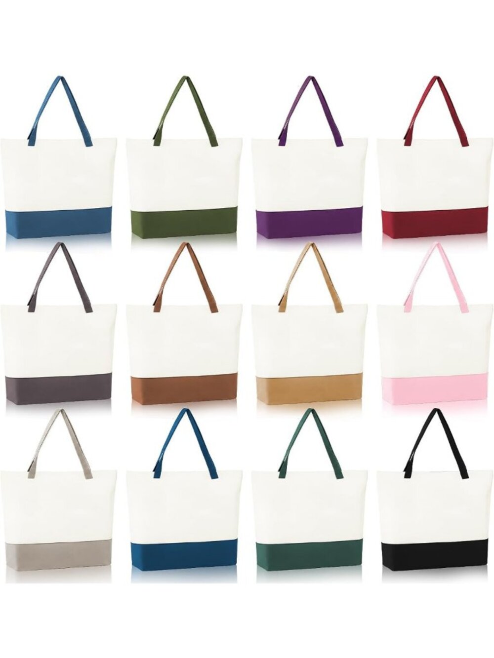 12 Pack Colorful Reusable Canvas Tote Bags - 17.5x14.5 Inch for Shopping & DIY